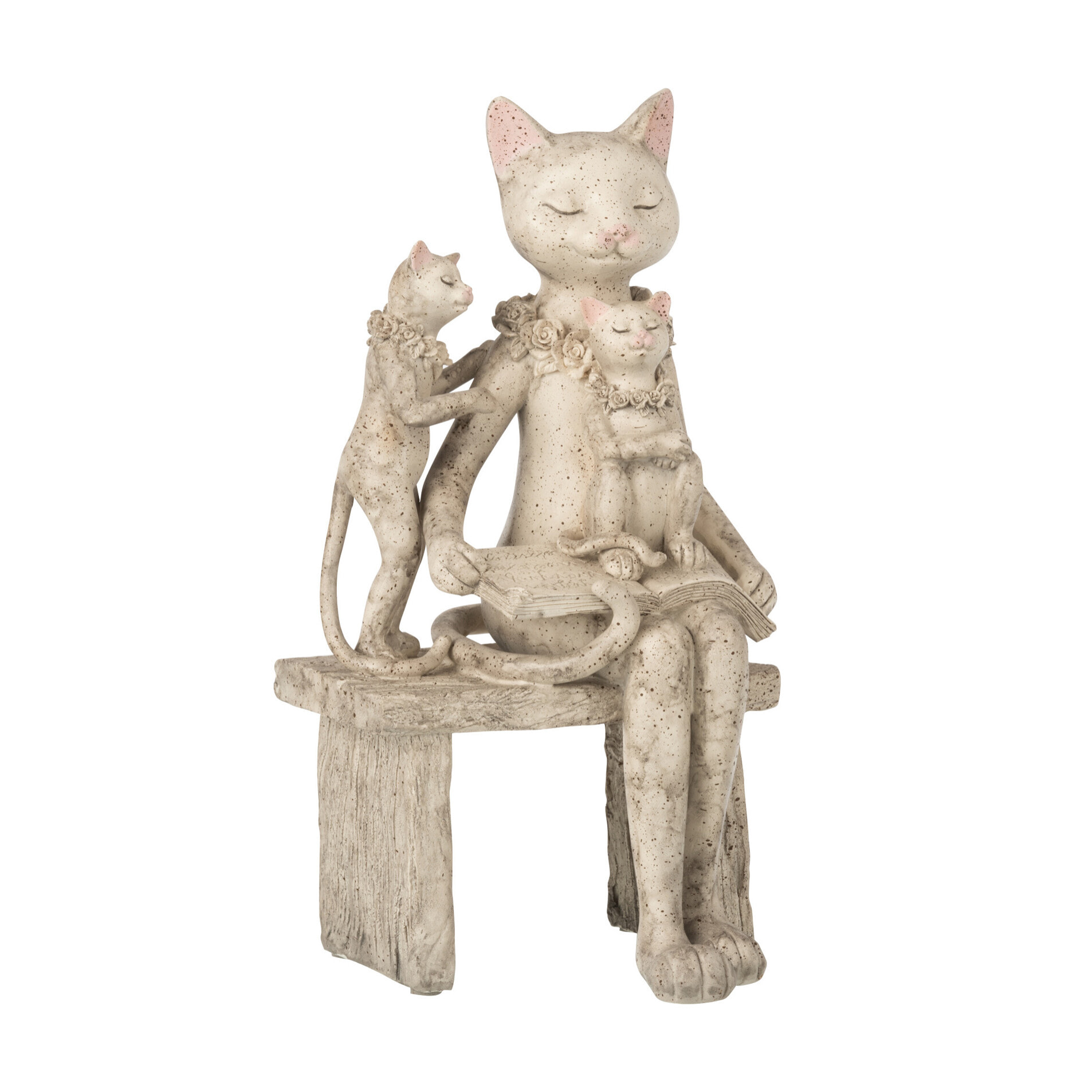 J-Line Chat Sur Banc Resine Gris