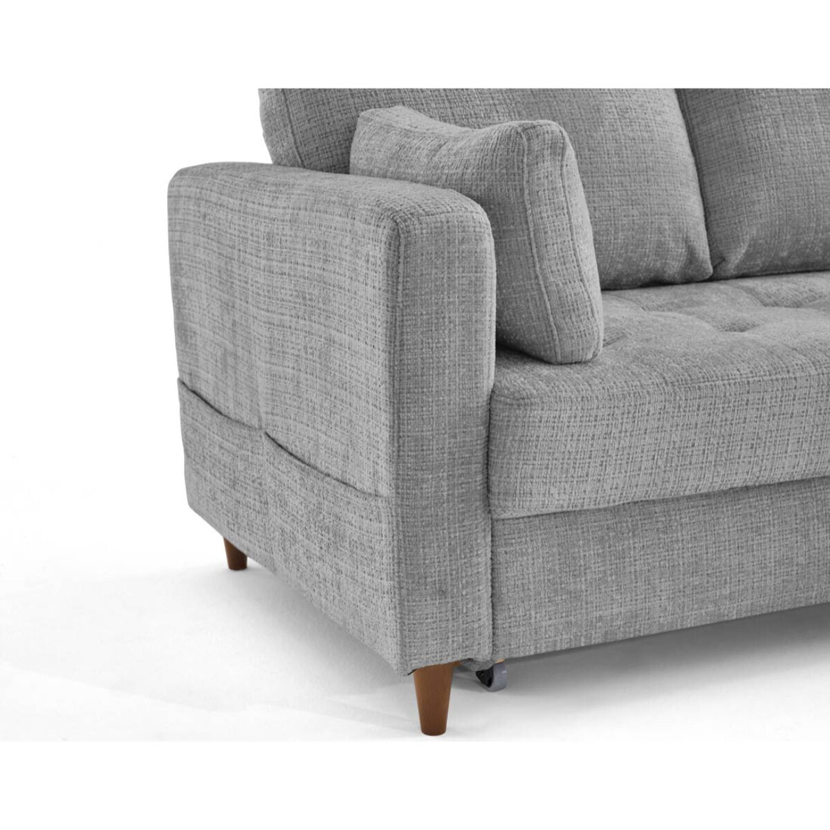 Anna - canapé d'angle droit 5 places convertible en velours texturé - Gris