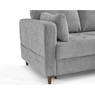 Anna - canapé d'angle droit 5 places convertible en velours texturé - Gris