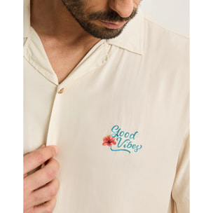 Camisa Manga Corta Beige - Charlie