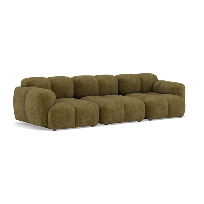 Grace - canapé modulable 3 places en velours texturé - Vert Olive