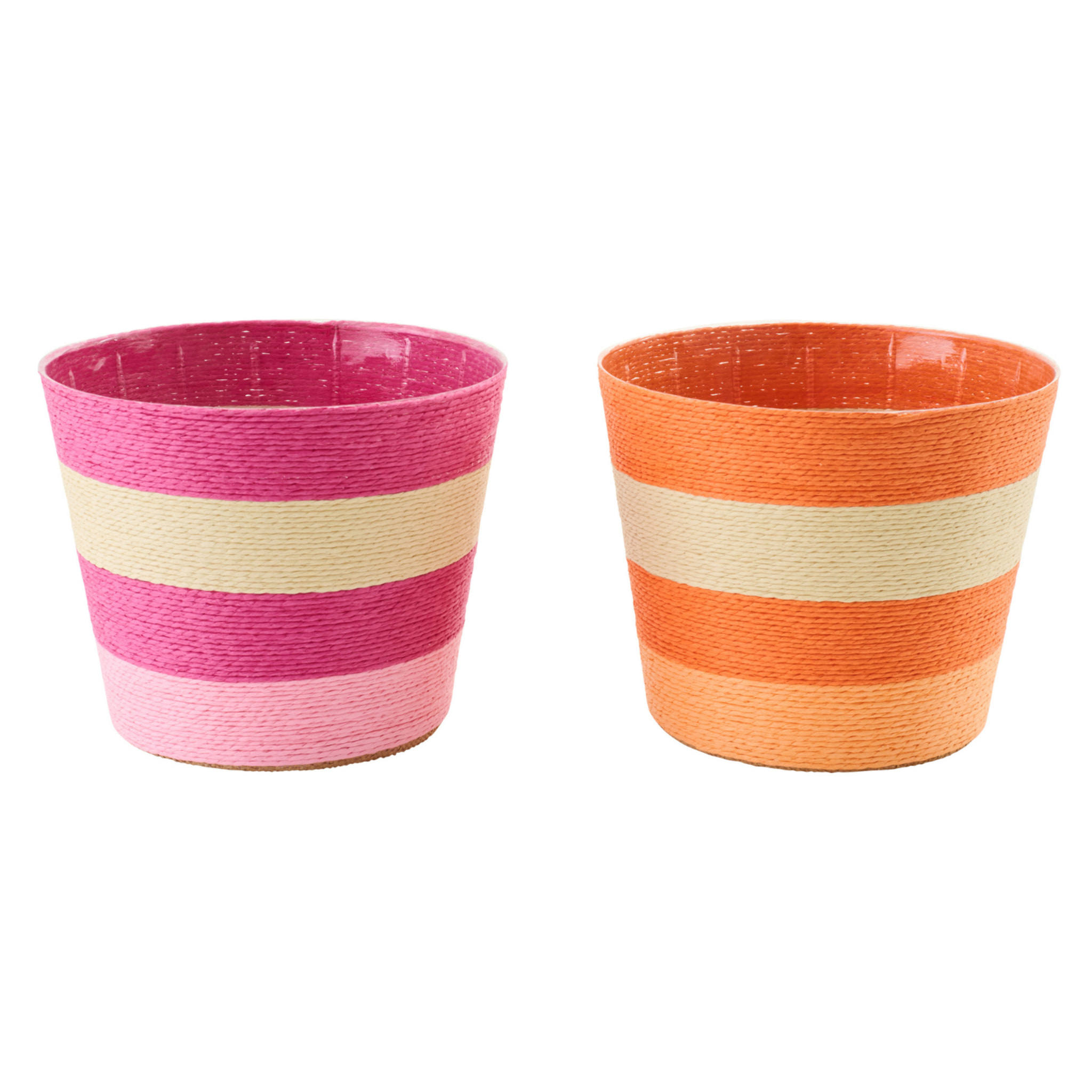 J-Line cache-pot Ligné - papier - rose/orange - extra large - 2 pièces