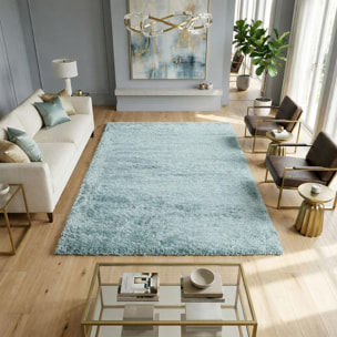 Tapis longs poils shaggy tissé motif uni TENI