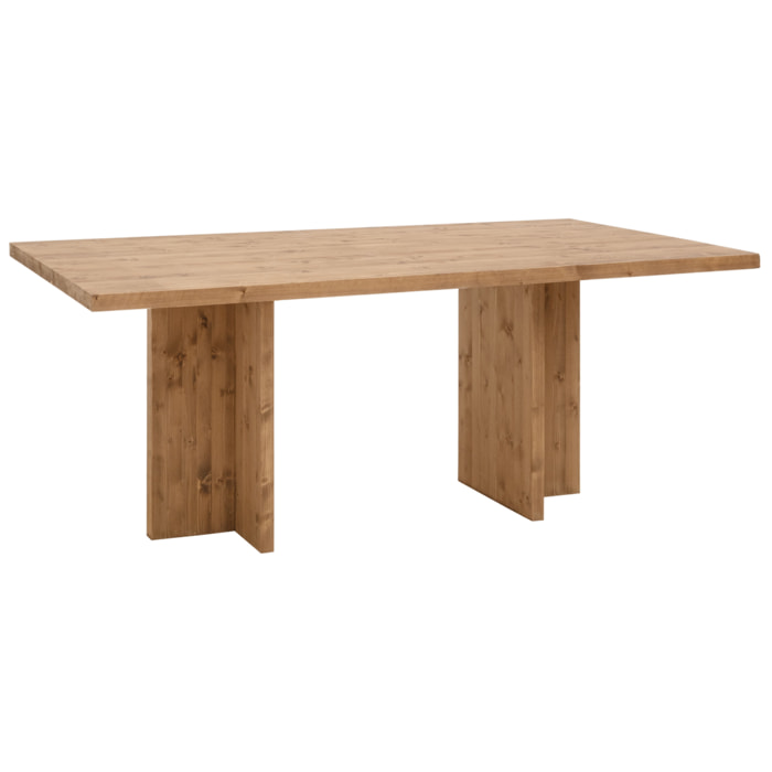 Table à manger en bois massif ton chêne foncé en différentes tailles