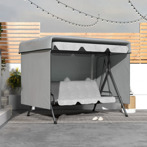 Outsunny Funda Balancín Jardín, Funda Columpio Jardín Exterior, Cubierta de Columpio con Cremallera, Impermeable, 215x155x150 cm, Gris Claro