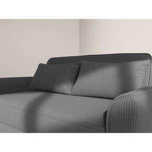 Ernest - Canapé droit 2 places convertible en velours côtelé - Noir