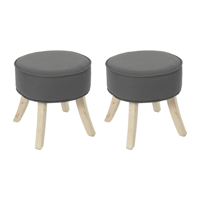 Tabouret Romeo Gris - Lot De 2