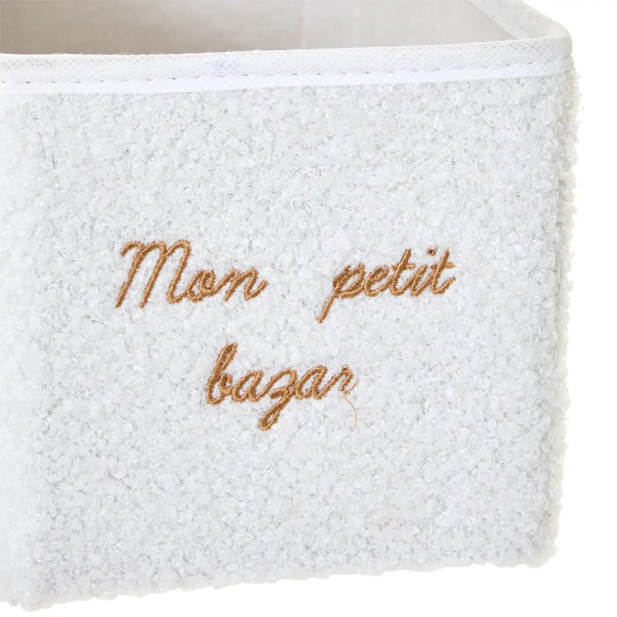 Boîte de rangement en bouclette Yuki pliable 14x29cm blanc
