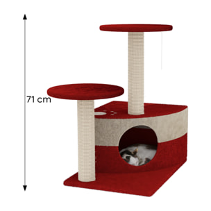 Albero per Gatto con Graffiatoio Cuccia Giocattolo Gatti Parco Giochi Tiragraffi in Sisal Naturale 71 x 44 x 33 cm