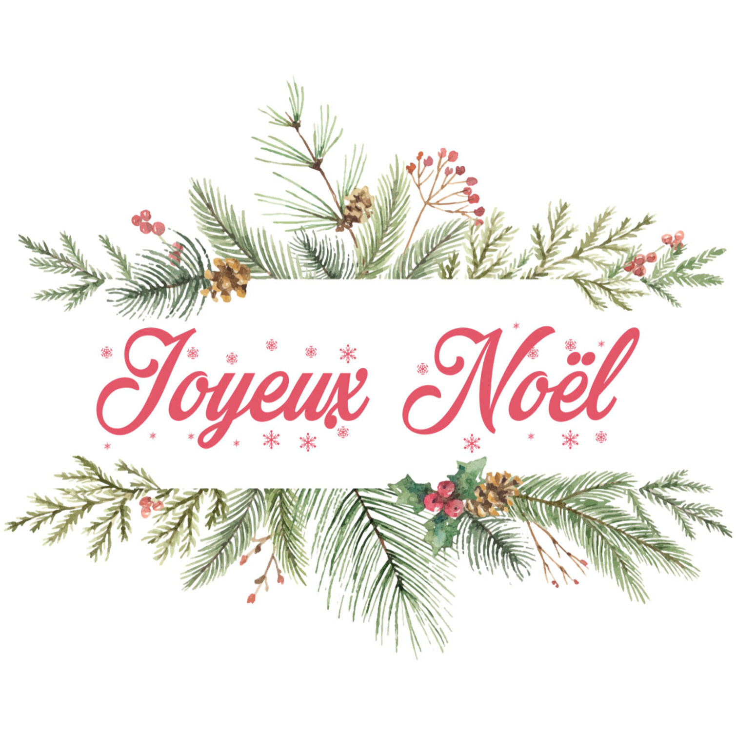 Sticker Noël Joyeux Noël branches de sapin - Autocollants stickers adhésifs noël - décoration fêtes