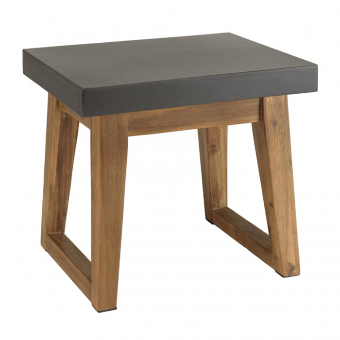 HANS - Table d'appoint rect. 50x40cm effet béton foncé pieds trapèze