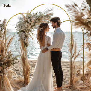 Set de 3 Arcos de Jardín para Rosas de Metal, Arcos de Boda de 220/200/180 cm con Recubrimiento en Polvo, Resistente a la Intemperie, para Plantas Trepadoras, Decoración Patio Terraza, Dorado