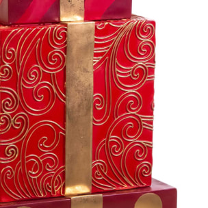 Pacco regalo in resina trio oro e rosso cm47x47h129