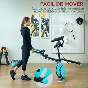 Bicicleta Estática Plegable con Respaldo Bici Estática Silenciosa con 8 Niveles de Resistencia Magnética Sillín Regulable Volante Pantalla LCD Pulsómetro y Banda Carga 110 kg Verde