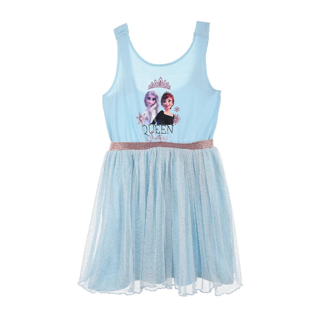 Abito estivo con Tulle Elsa e Anna Frozen 2 Azzurro Lei Disney Azzurro