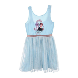 Abito estivo con Tulle Elsa e Anna Frozen 2 Azzurro Lei Disney Azzurro