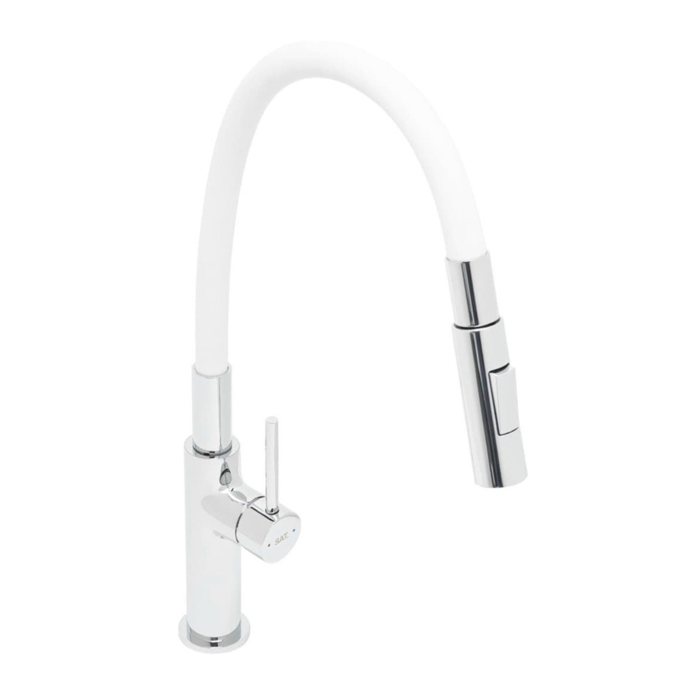 Mélangeur évier SAT avec bras en silicone blanc/chrome SATBSD290B2F