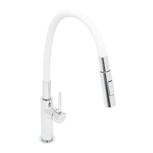 Mélangeur évier SAT avec bras en silicone blanc/chrome SATBSD290B2F