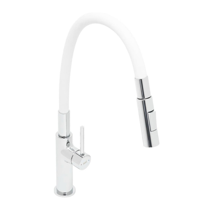 Mélangeur évier SAT avec bras en silicone blanc/chrome SATBSD290B2F