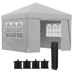 Tonnelle barnum pop-up pliant 2,98L x 2,98l x 2,75H m sacs de lestage et transport inclus gris