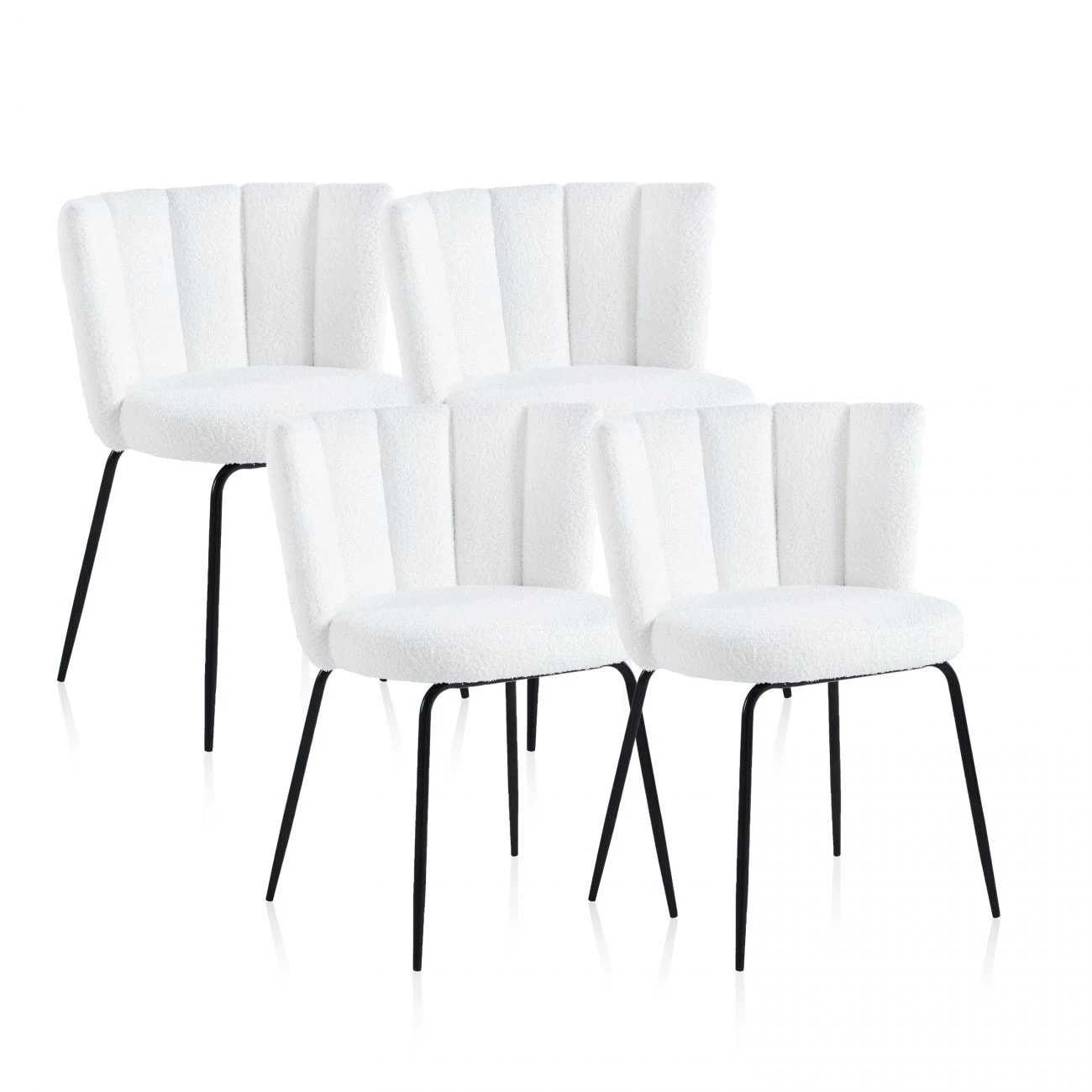 Pack 4 sillas de comedor Bodhi Crochet Nieve