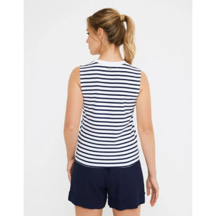 Camiseta Tirantes Blanca y Azul Marino - Rayti