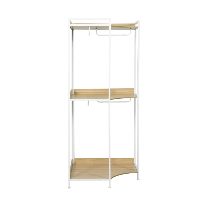 Module dressing d'angle blanc avec 4 penderies et 2 étagères. L 80 x P 80 x H 190 cm