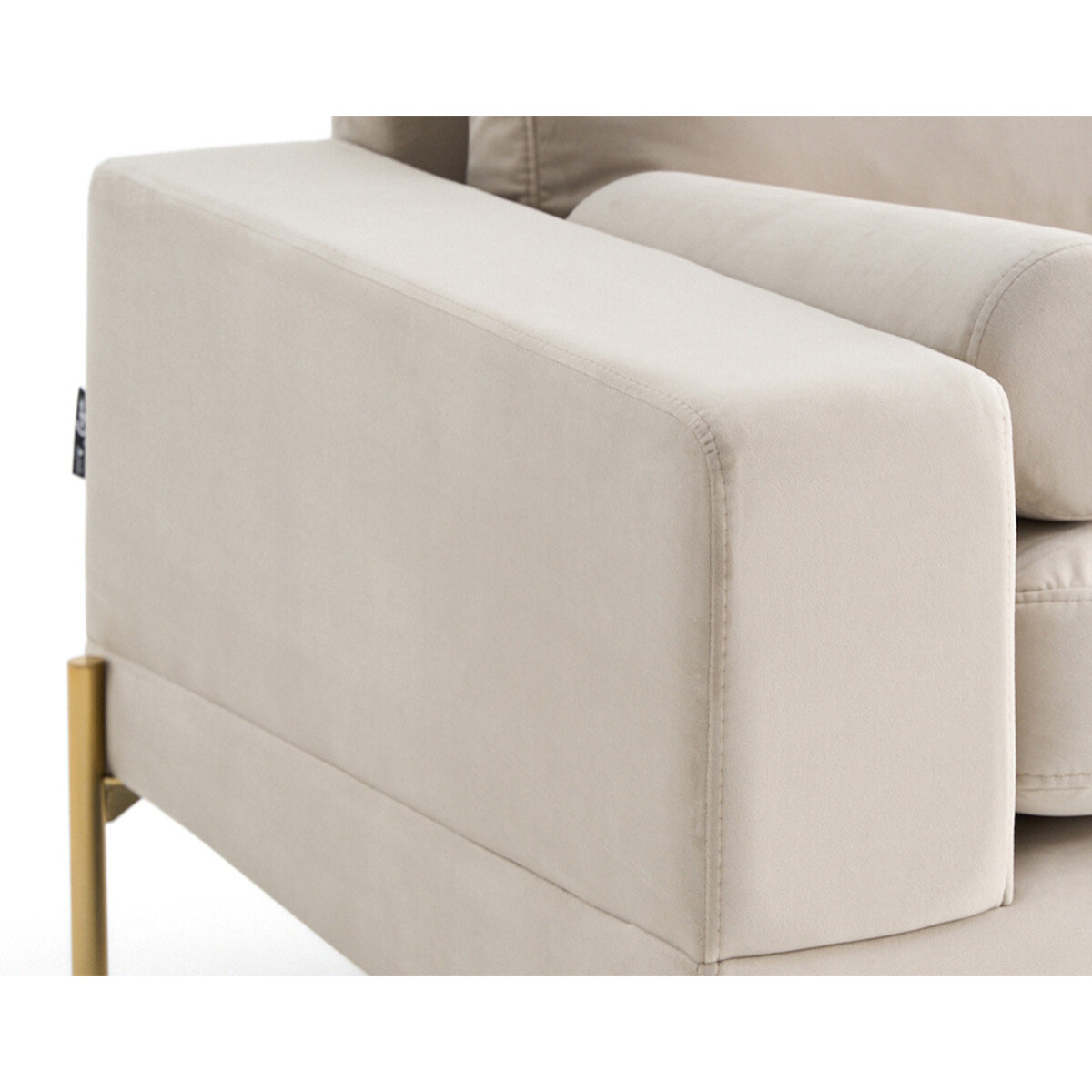 Isaure - canapé droit 3 places en velours - Beige