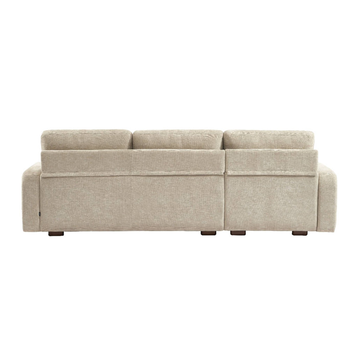 Canapé d'angle gauche 3 places tissu beige L 260 x P 88 / 139cm / x H 87cm - Dany
