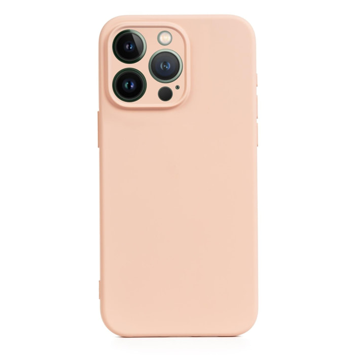 DAM Custodia Essential in silicone con protezione per fotocamera per iPhone 13 Pro. Interno in morbido velluto. 7,43x1,04x14,95 centimetri. Colore: rosa chiaro