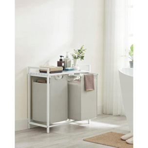 Mobile bagno con doppio cesto portabiancheria bianco