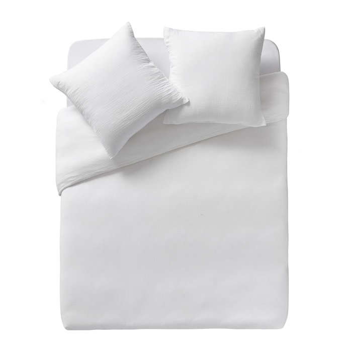 Housse de couette unie en gaze de coton, TENDRESSE, Blanc