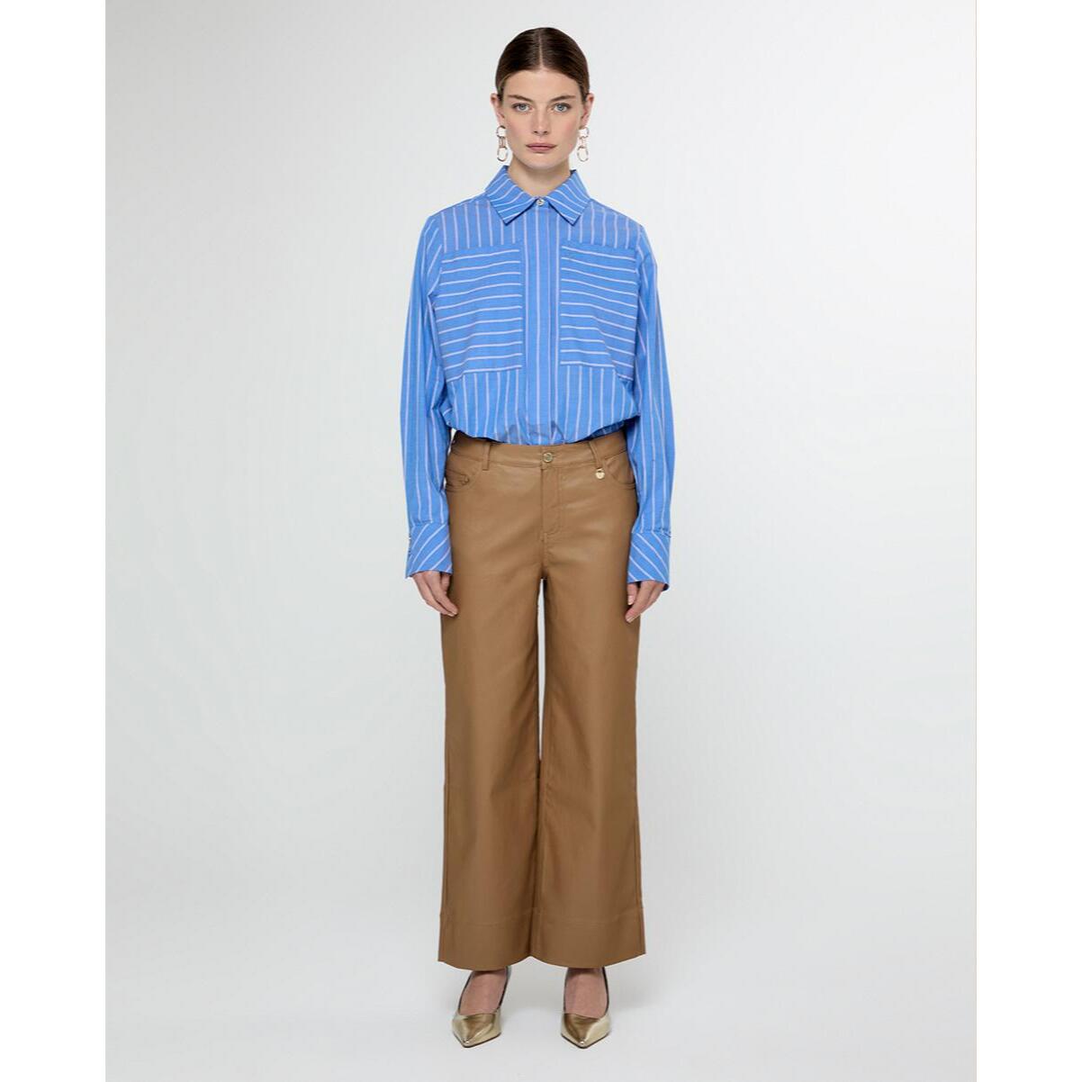 Pantaloni culotte cerati con orlo