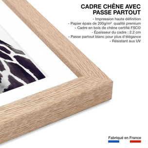 Affiche enfant girafe noire  Affiche + cadre en bois - Chêne