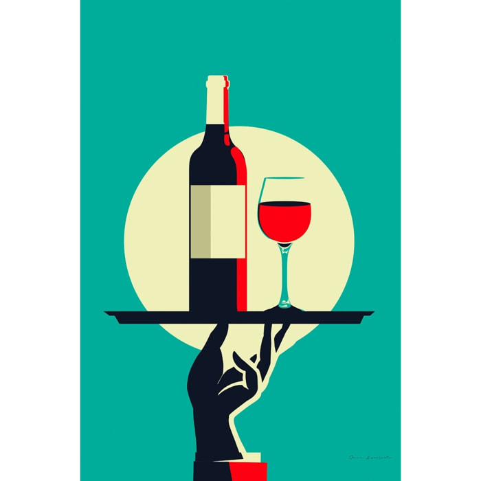 Tableau cuisine verre de vin à la Française Toile imprimée