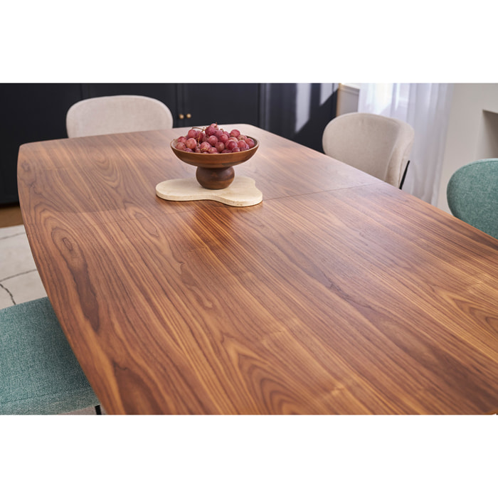 Table extensible rallonges intégrées rectangulaire en bois foncé noyer L180-230 cm FIFTIES