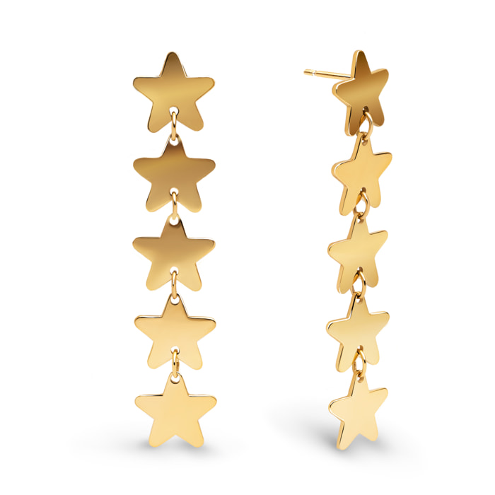 Orecchino Five Stars  in Acciaio Placcato Oro