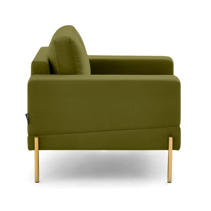 Isaure - fauteuil en velours - Vert Olive