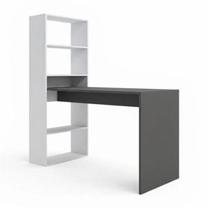 Mesa de escritorio con estantería Cosmic en blanco artik gris antracita 120 x 144 cm Blanco Artik (Blanco Mate) - Gris Antracita