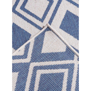 Tapis d'extérieur Reversible Kuci bleu et blanc