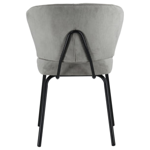 Lot de 2 chaises en velours côtelé gris clair NILSA