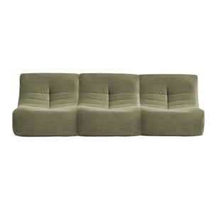 Chauffeuse velours côtelé 3 places kaki L 91 x P 105 x H 72 cm - SOKOL