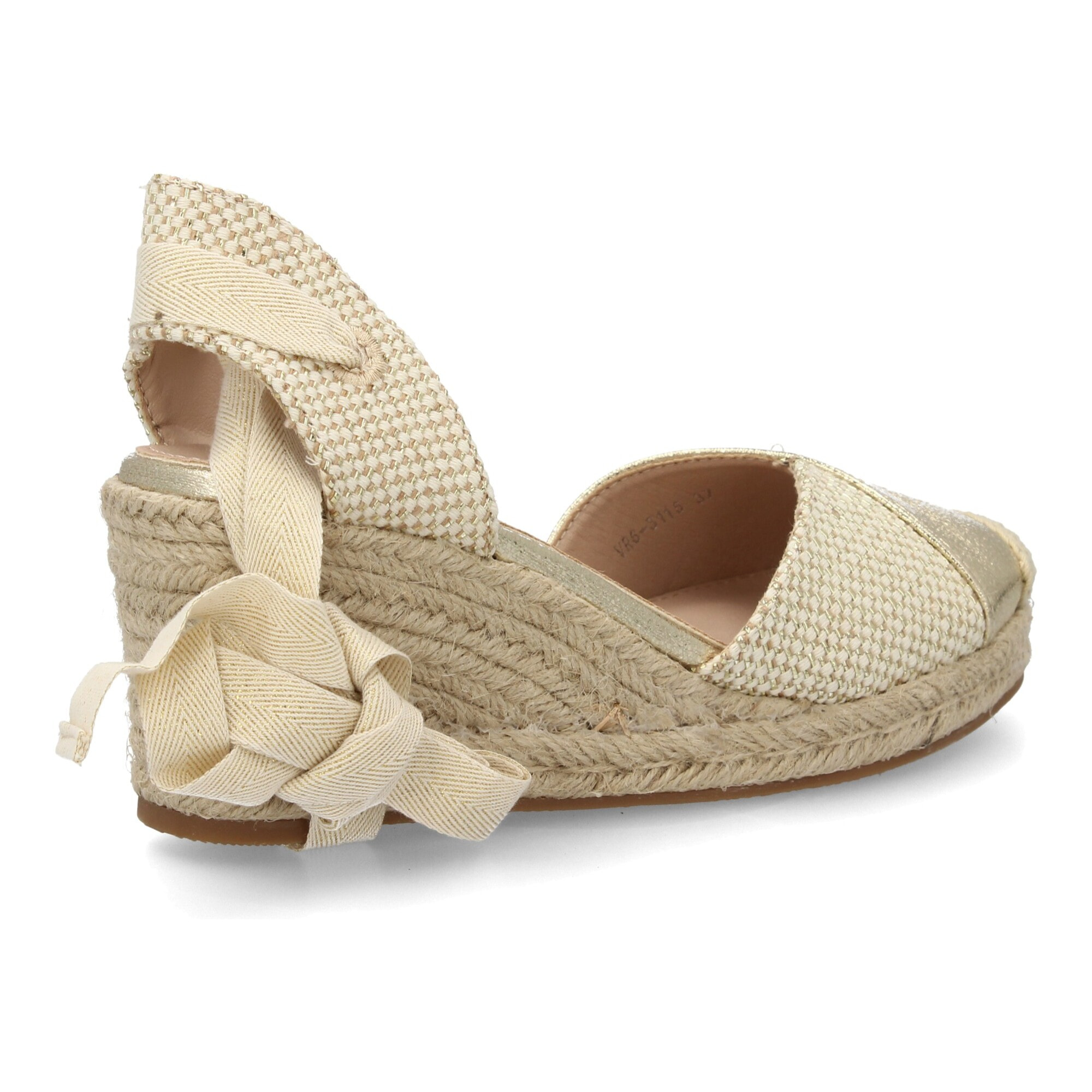 Alpargata de cuña baja de esparto con cintas