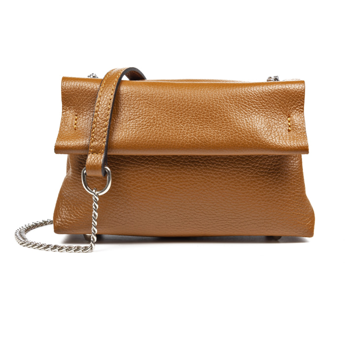 Aielli Borsa a tracolla da donna. Pelle autentica finitura dollaro.