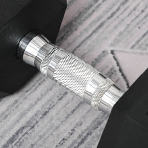 Mancuerna Hexagonal 20 kg de Hierro Fundido, Pesas de Metal Recubiertas de Goma, con Mango Moleteado, para Entrenamiento en Casa, Gimnasio, y Oficina, Negro y Plata