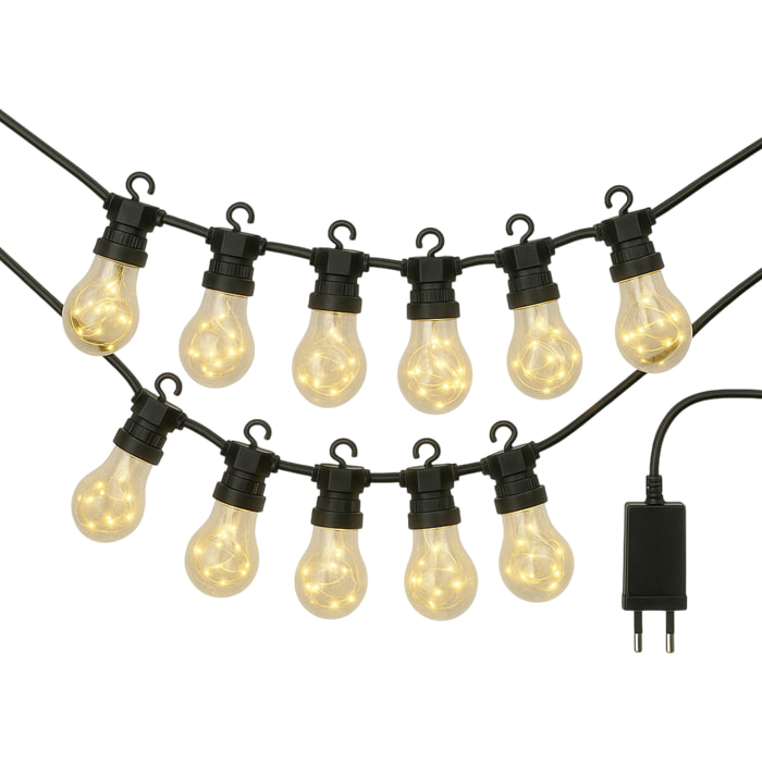 Guirnalda de luces led blancas cálidas para decoración interior y exterior - conexión conectable, transformador ip44 y temporizador