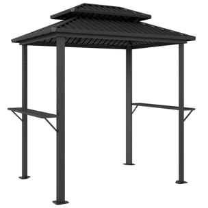 Abri pour barbecue métal aluminium - pergola - 2,31 x 1,65 x 2,46 m - noir