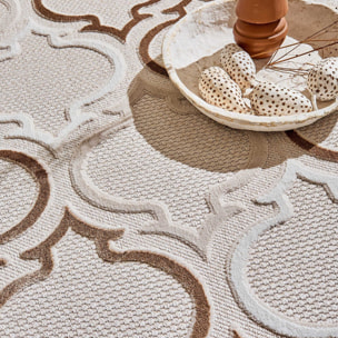 Tapis Loopin 329 beige - Motif en relief - Indoor & Outdoor