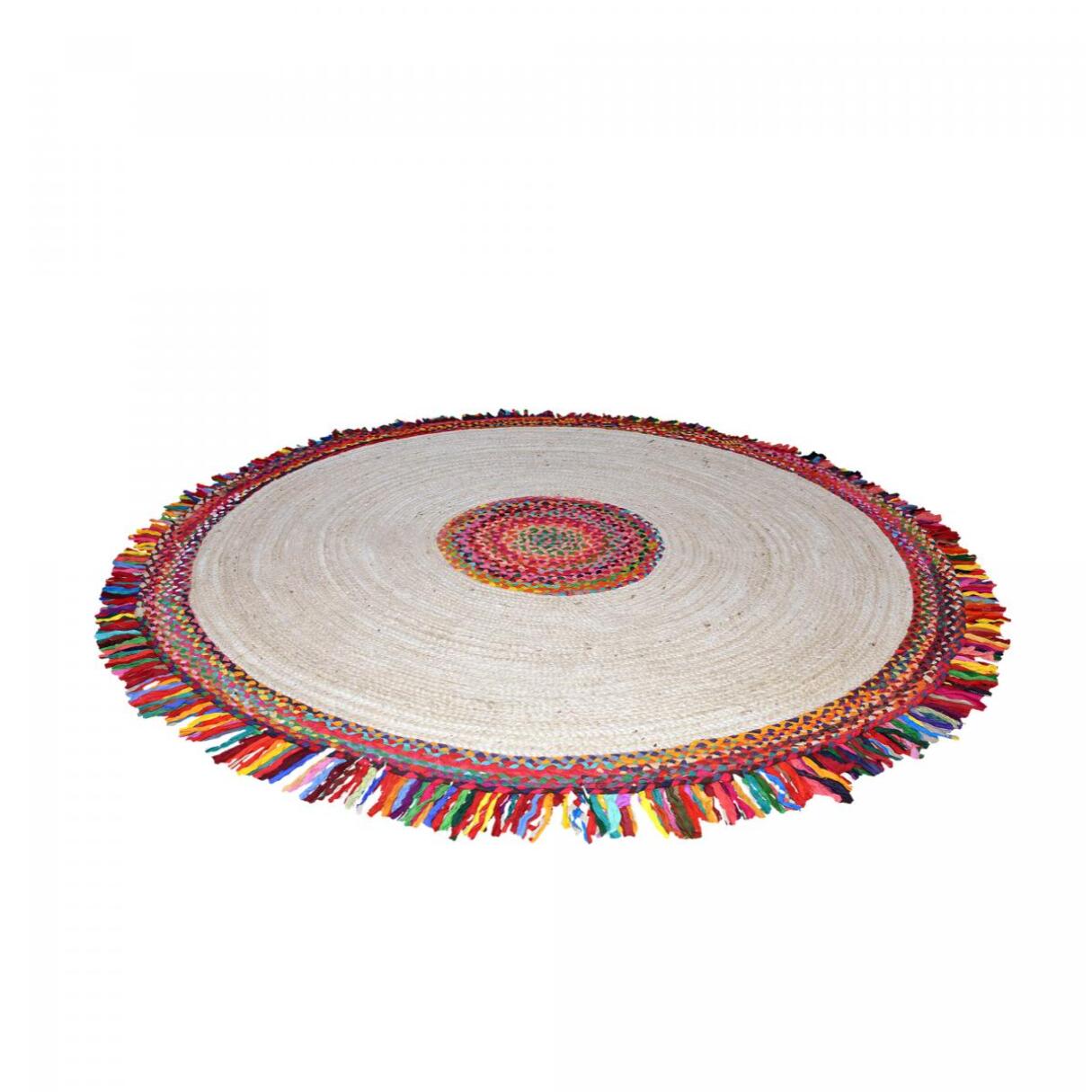 Tapis kilim rond fabriqué à la main en jute SPINI