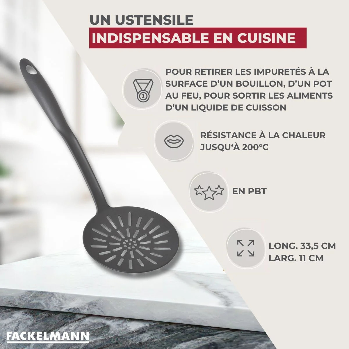 Écumoire 33,5 cm Fackelmann CLIP